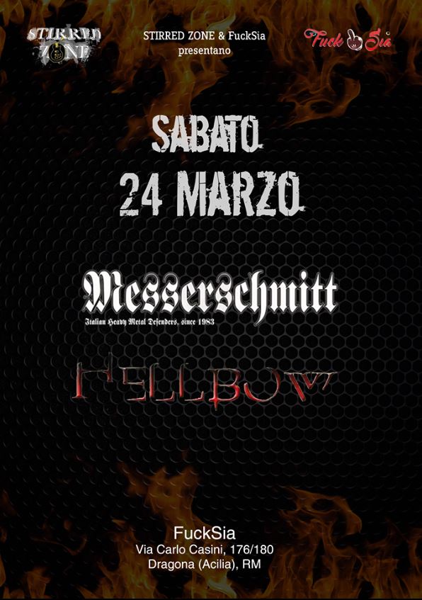 Sabato 24 Marzo 2018 al Fucksia: heavy saturday night con Messerschmitt ed Hellbow