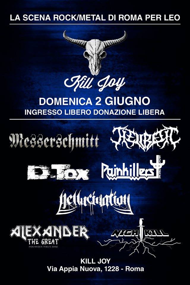 2 giugno 2019 – CHARITY LIVE: Raccolta Fondi per Leo – Rock/Metal SHOW @ KILL JOY